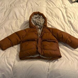 Zara boys brown puffer jacket EUC worn once age 3-4